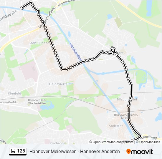 125 bus Line Map