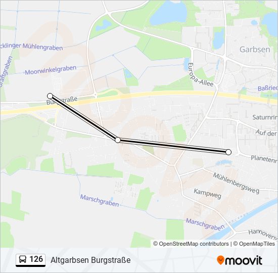 126 bus Line Map