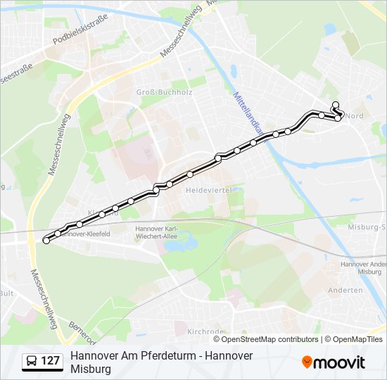 127 bus Line Map