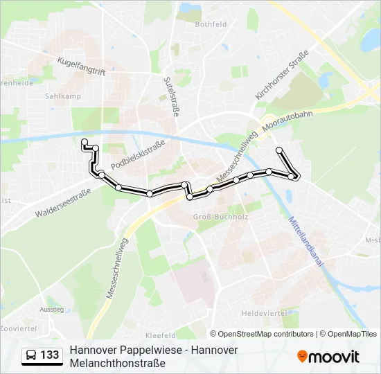 Автобус 133: карта маршрута