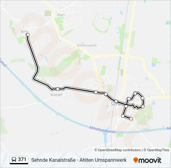 Автобус 371: карта маршрута