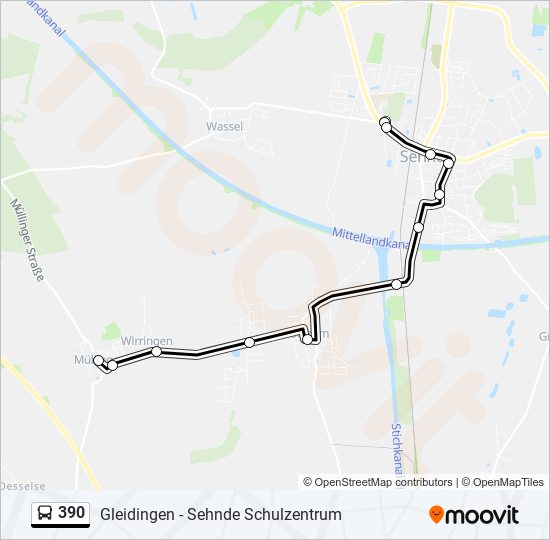 390 bus Line Map