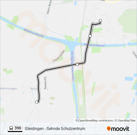 390 bus Line Map