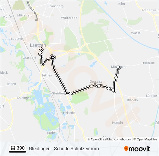 390 bus Line Map