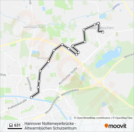 Автобус 631: карта маршрута