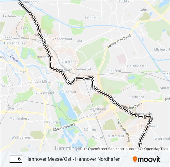 6 Route: Fahrpläne, Haltestellen & Karten - Hannover Messe/Ost (Expo