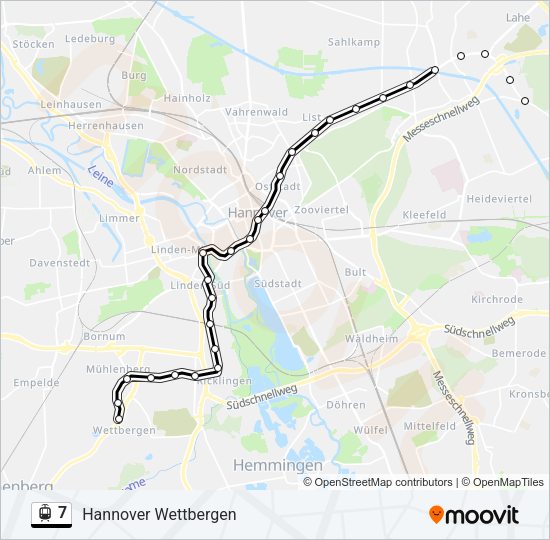 Straßenbahnlinie 7 Karte