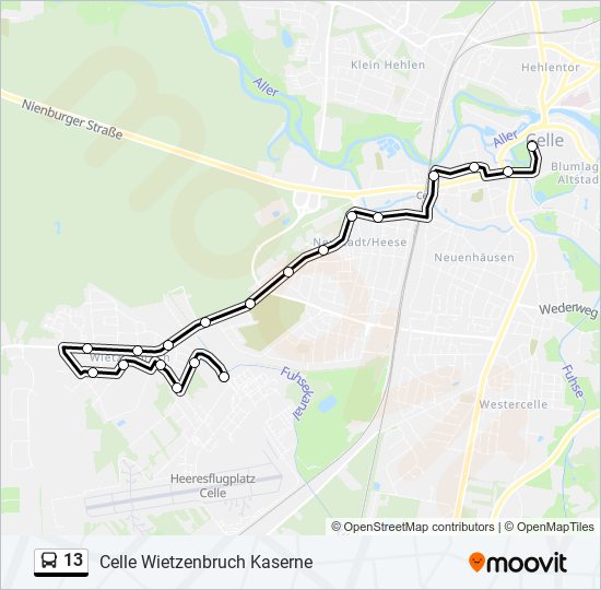 Buslinie 13 Karte