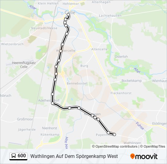 600 bus Line Map