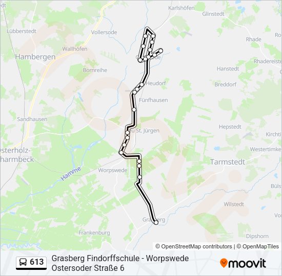 Buslinie 613 Karte