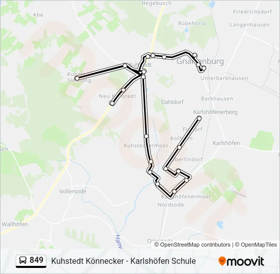 Автобус 849: карта маршрута