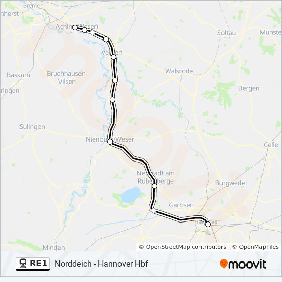 RE1 Route Fahrpläne, Haltestellen & Karten Achim(B