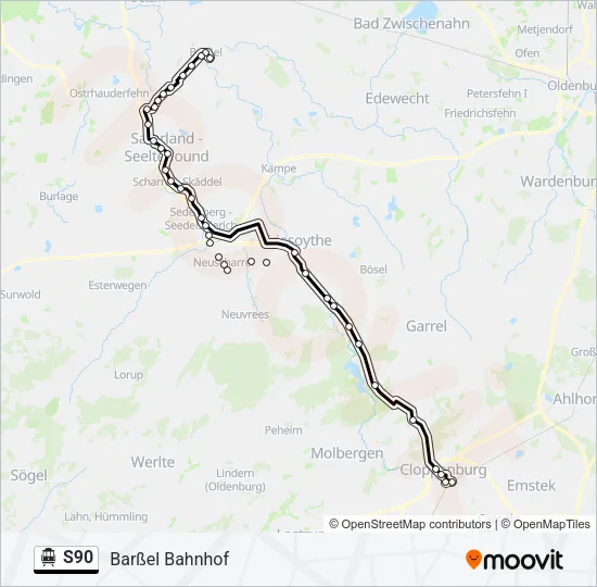 S-Bahn S90: карта маршрута