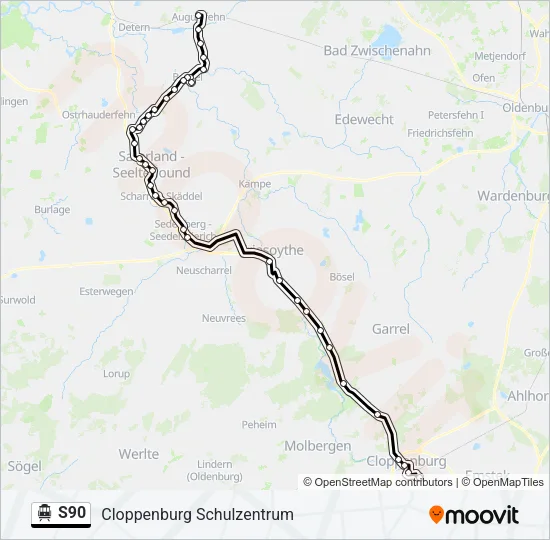 S-Bahn S90: карта маршрута