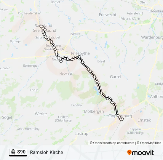 S-Bahn S90: карта маршрута