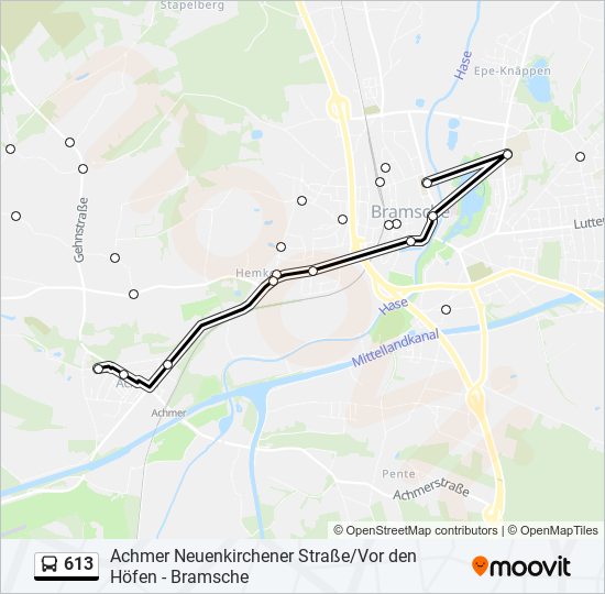 613 bus Line Map