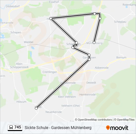 745 bus Line Map