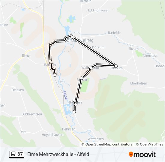 67 Route Fahrplane Haltestellen Karten Banteln Grundschule