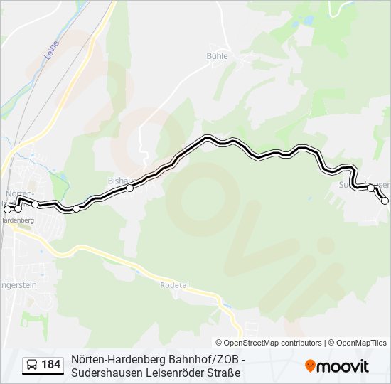 Buslinie 184 Karte