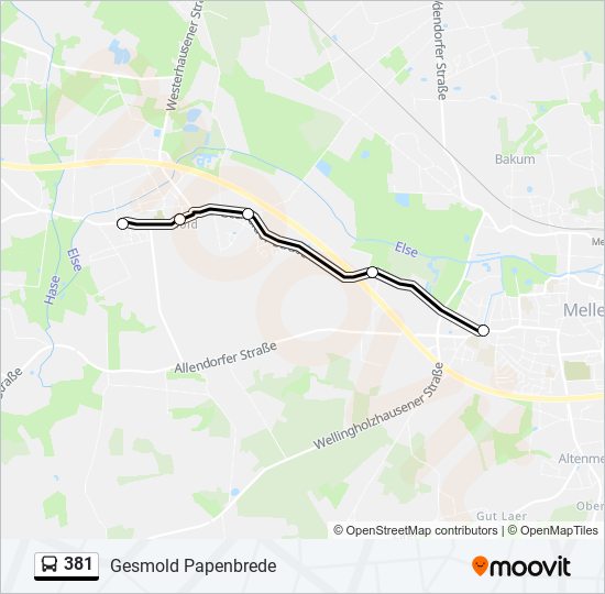 381 bus Line Map