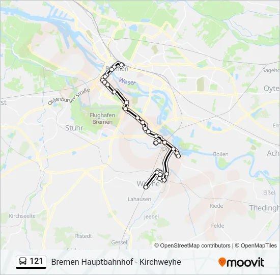 Автобус 121: карта маршрута