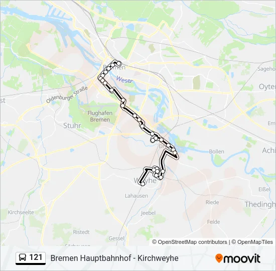 Автобус 121: карта маршрута