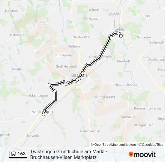 Buslinie 163 Karte
