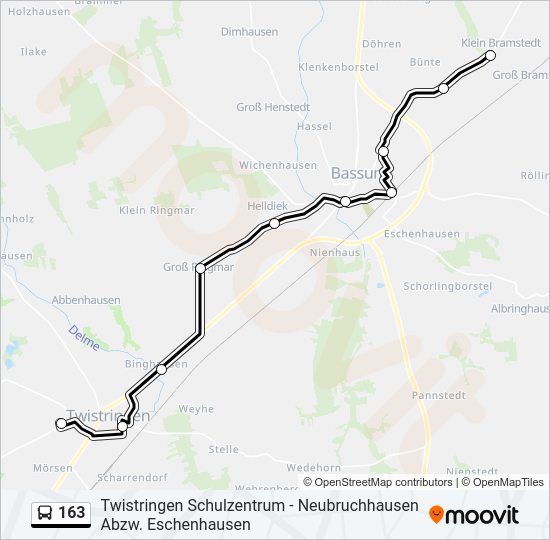 Buslinie 163 Karte
