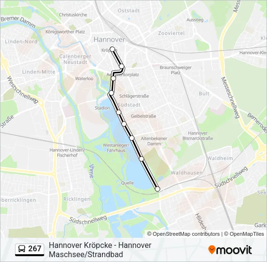 Автобус 267: карта маршрута