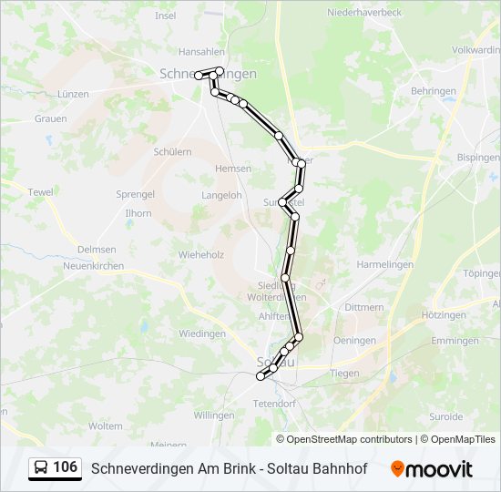 106 bus Line Map