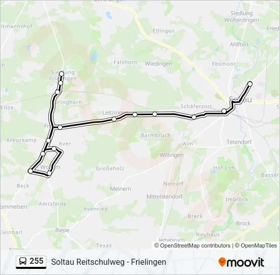 255 Bus Line Map