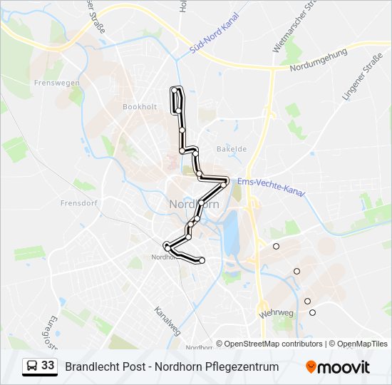 Buslinie 33 Karte