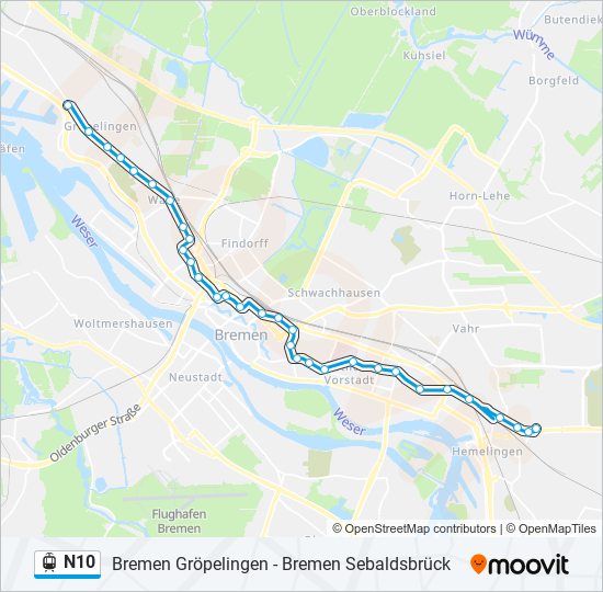 N10 light rail Line Map