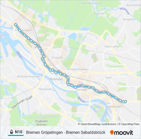 N10 light rail Line Map