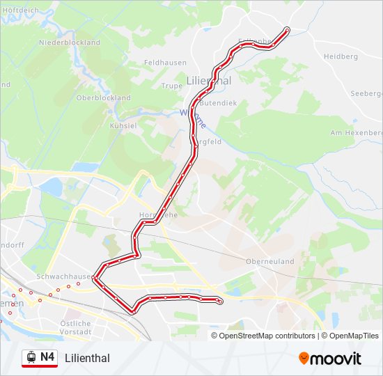 Straßenbahnlinie N4 Karte