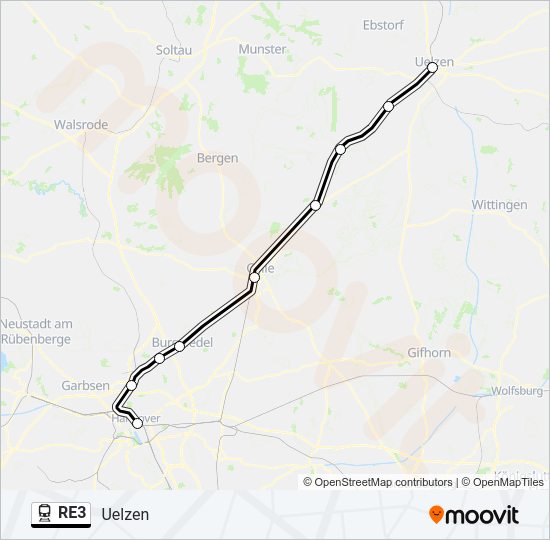 RE3 Route Fahrpläne, Haltestellen & Karten Uelzen