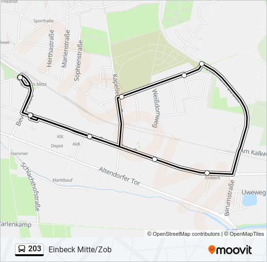 Buslinie 203 Karte