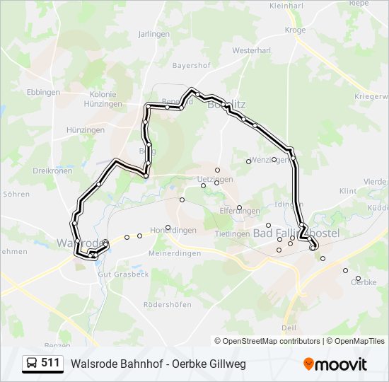 511 bus Line Map