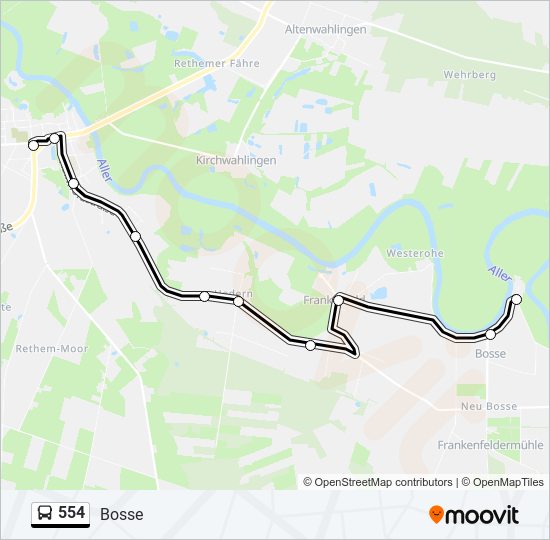 554 bus Line Map