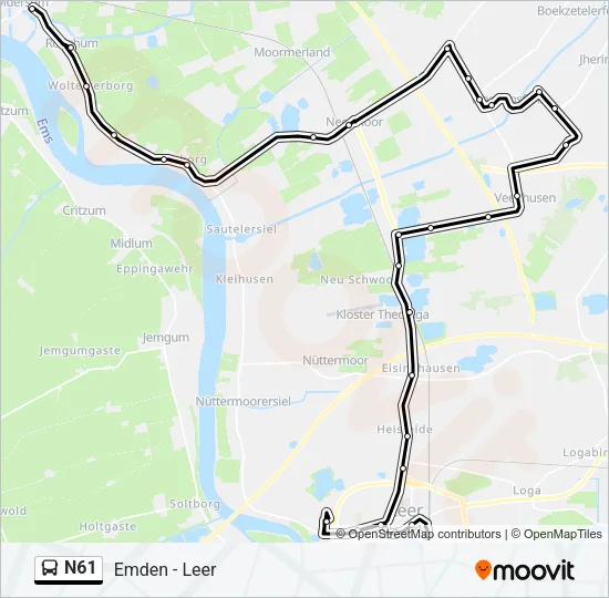Автобус N61: карта маршрута
