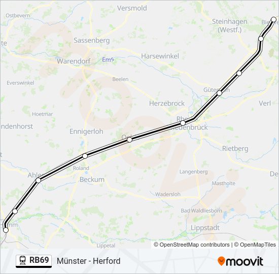 Bahnlinie RB69 Karte