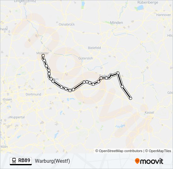 Поезд RB89: карта маршрута