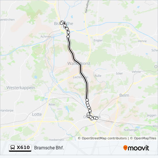 Автобус X610: карта маршрута