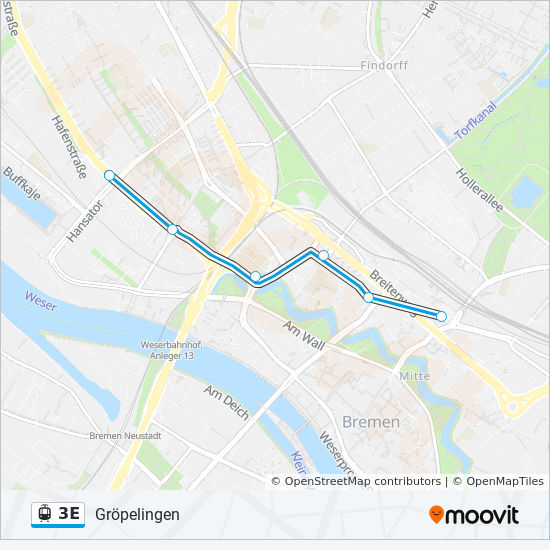 3E light rail Line Map