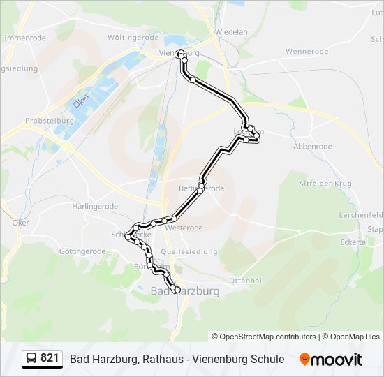 821 bus Line Map