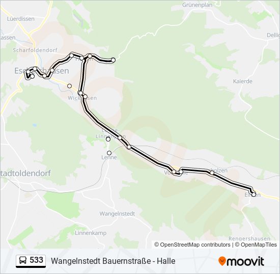 533 bus Line Map