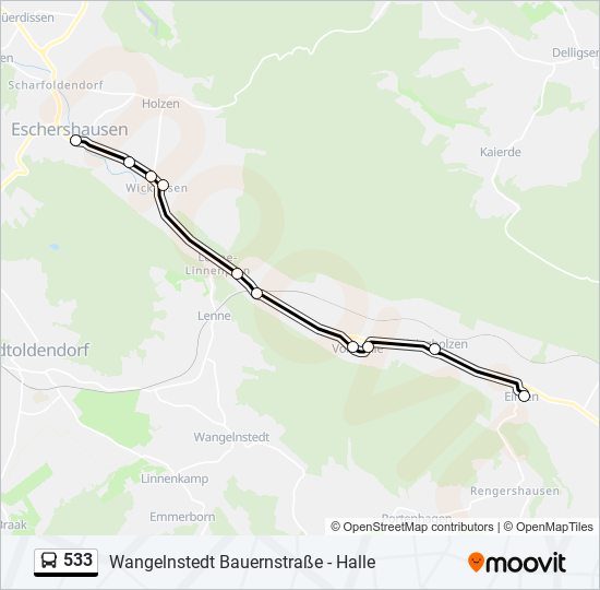 533 bus Line Map