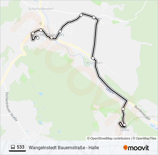 533 bus Line Map