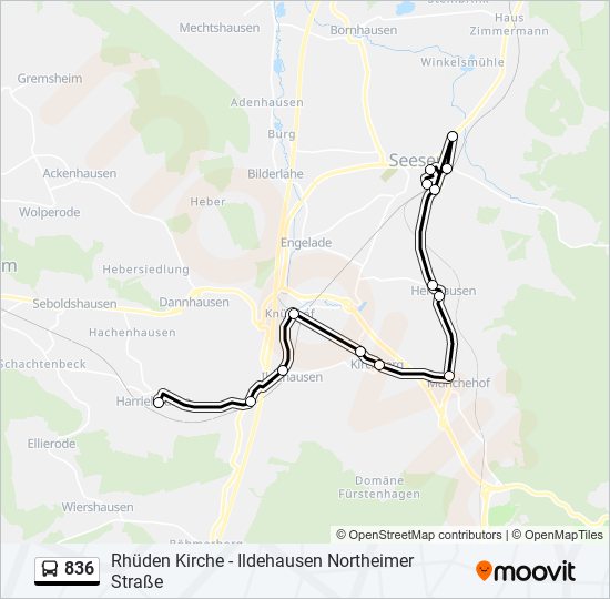 836 bus Line Map