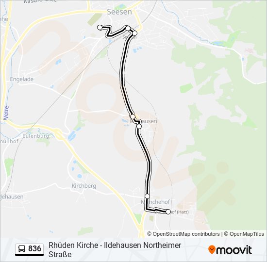 836 bus Line Map